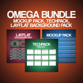 Omega Bundle - Mockup Pack, Techpack Template & Layflat Background Pack